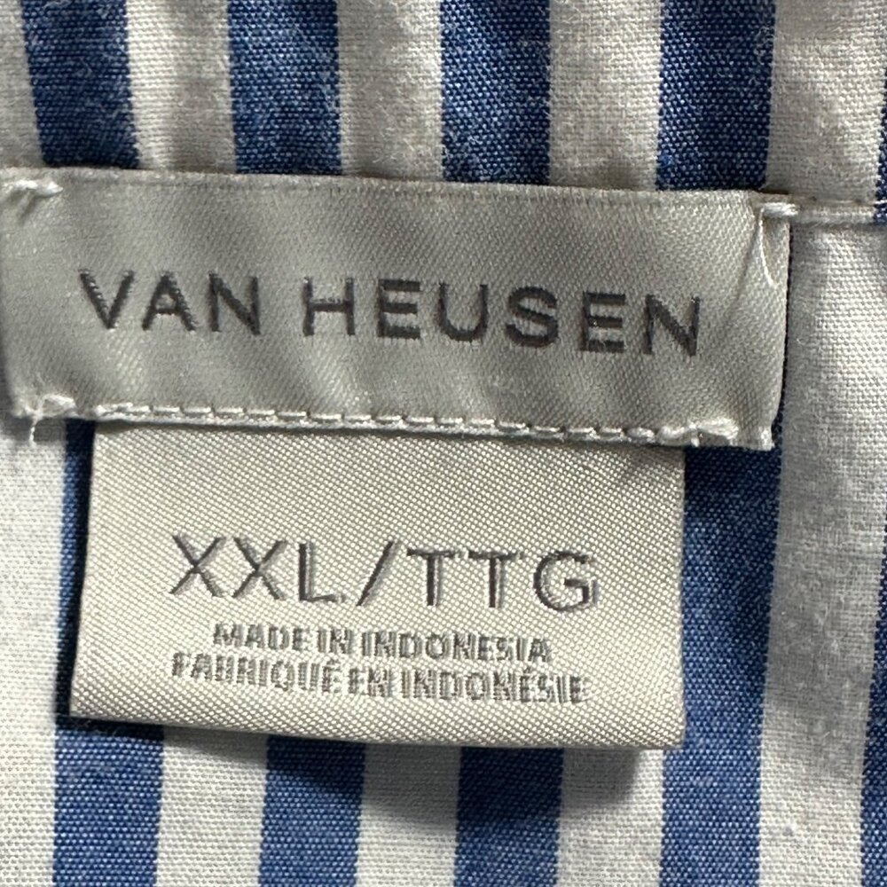 Van Heusen Womens Blue & White Striped Button Up Blouse Tie-Cuff Sleeves XXL - Picture 3 of 7